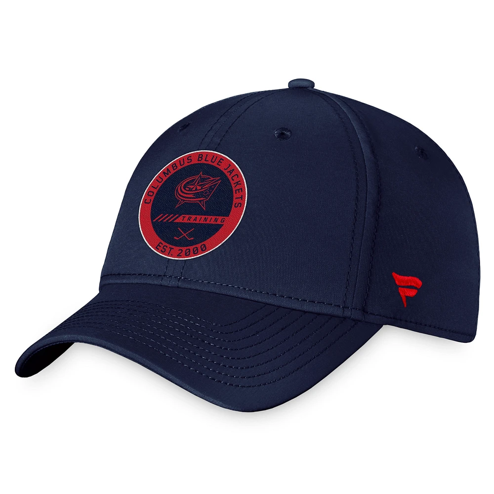 Fanatics Navy Columbus Blue Jackets pour hommes 2022 Authentic Pro Training Camp Flex Hat