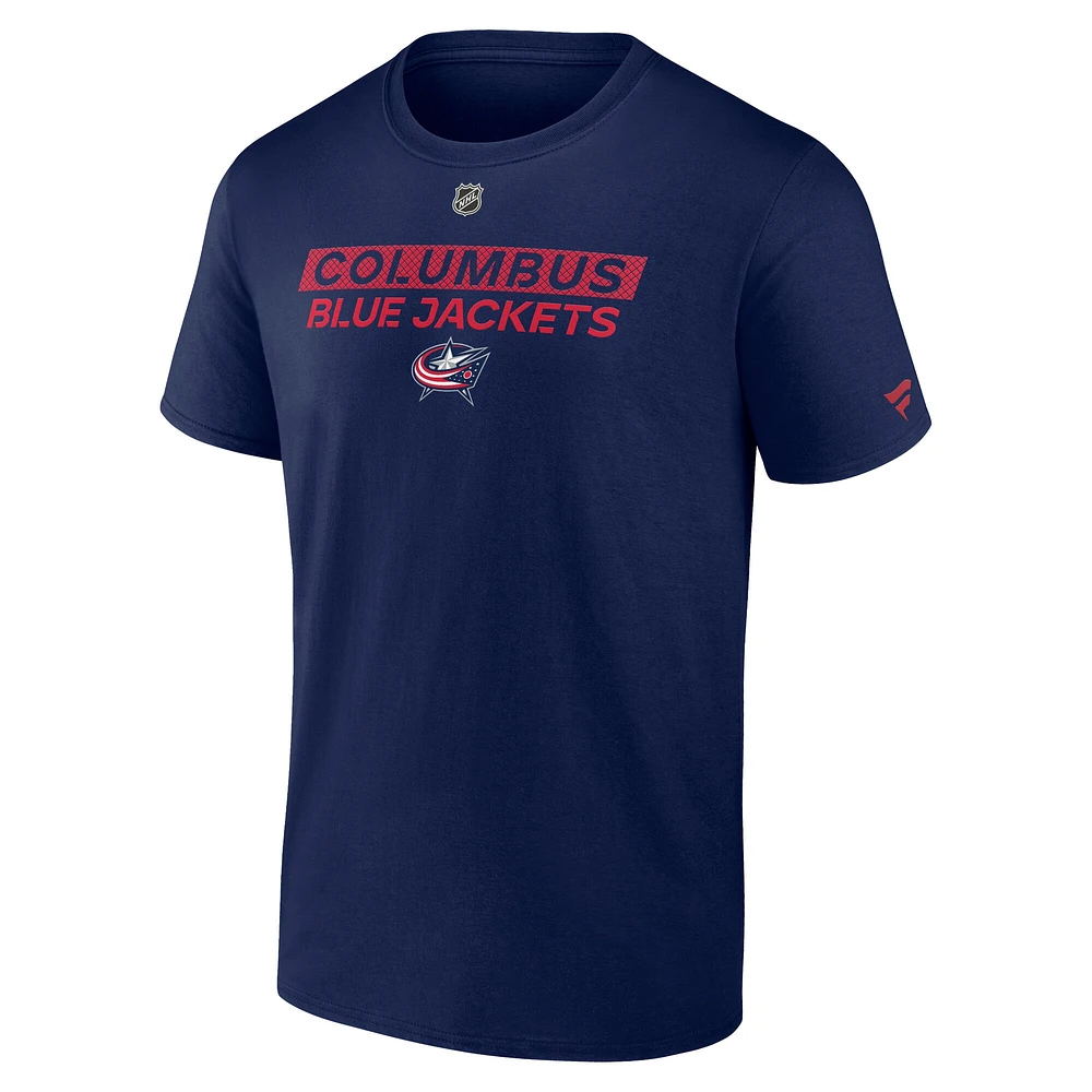 T-shirt Authentic Pro Core Primary bleu marine Columbus Blue Jackets Fanatics pour homme