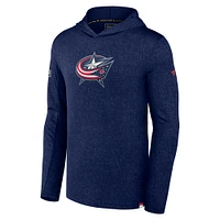 Sweat à capuche léger Authentic Pro pour homme Fanatics Navy Columbus Blue Jackets
