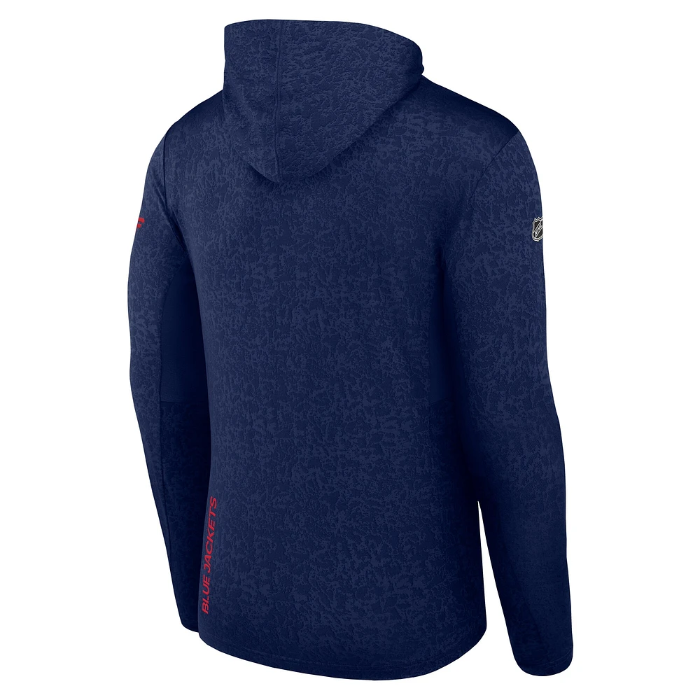 Sweat à capuche léger Authentic Pro pour homme Fanatics Navy Columbus Blue Jackets