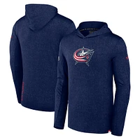 Sweat à capuche léger Authentic Pro pour homme Fanatics Navy Columbus Blue Jackets