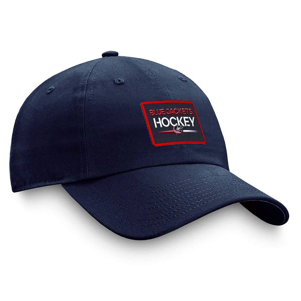 Fanatics Navy Columbus Blue Jackets Casquette réglable Authentic Pro Prime pour hommes