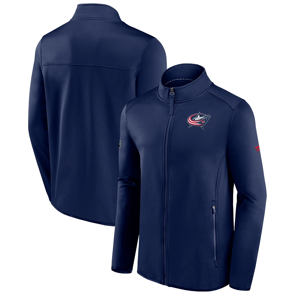 Men's Fanatics Navy Columbus Blue Jackets Authentic Pro Rink Fleece Full-Zip Jacket