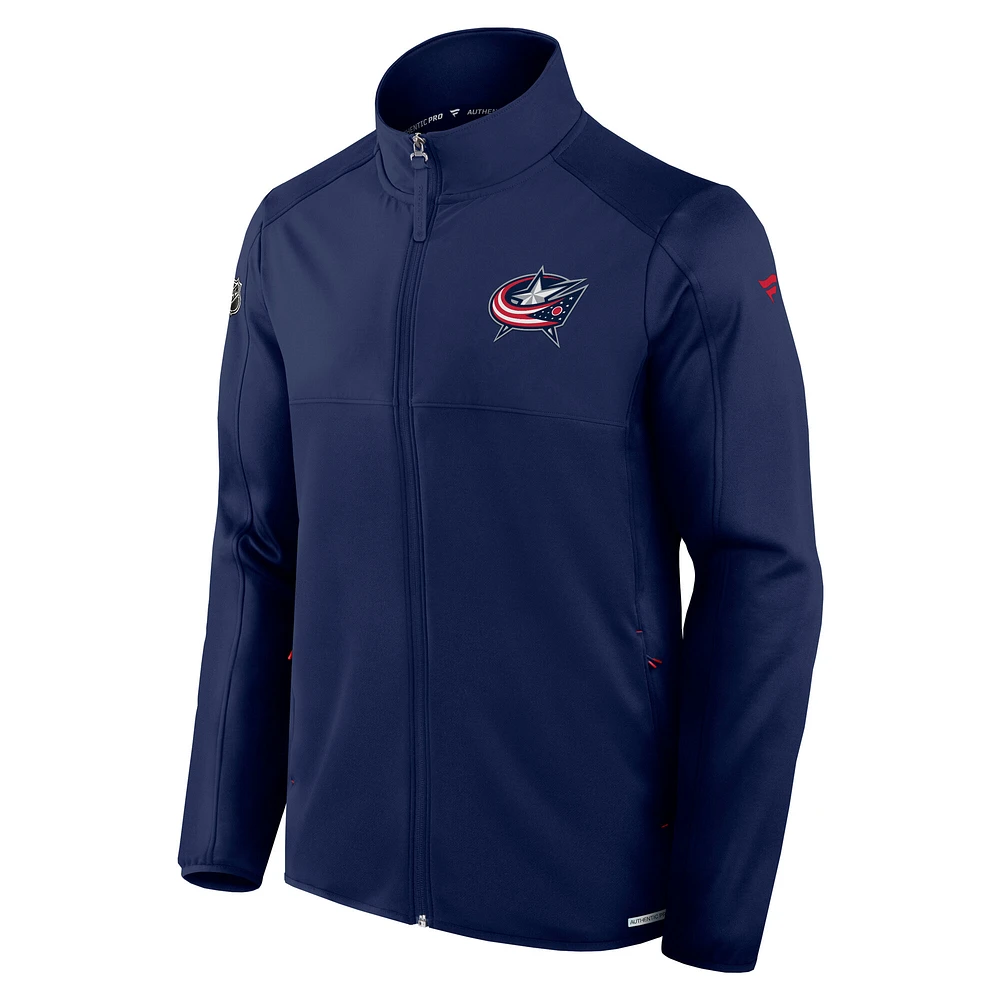 Men's Fanatics  Navy Columbus Blue Jackets Authentic Pro Rink Fleece Full-Zip Jacket