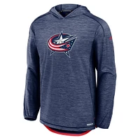 Men's Fanatics  Navy Columbus Blue Jackets Authentic Pro Rink Lightweight Pullover Hoodie