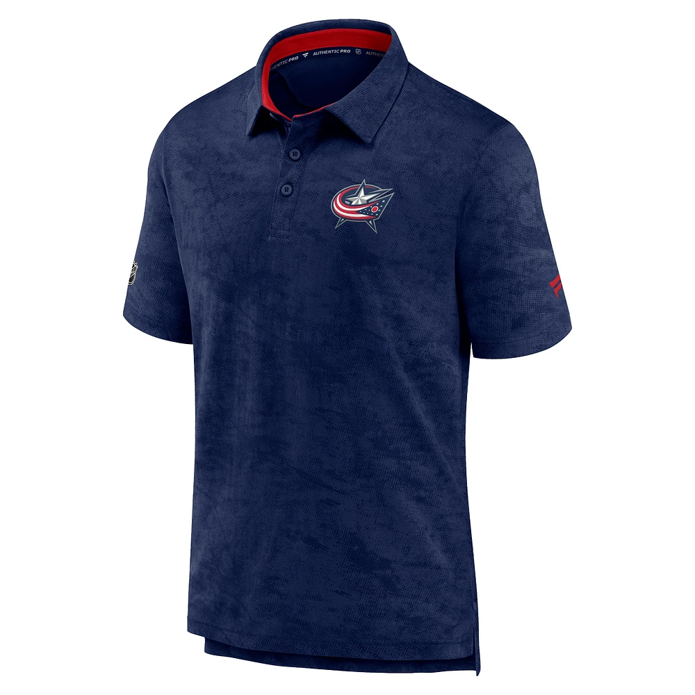 Men's Fanatics Navy Columbus Blue Jackets Authentic Pro Rink Polo