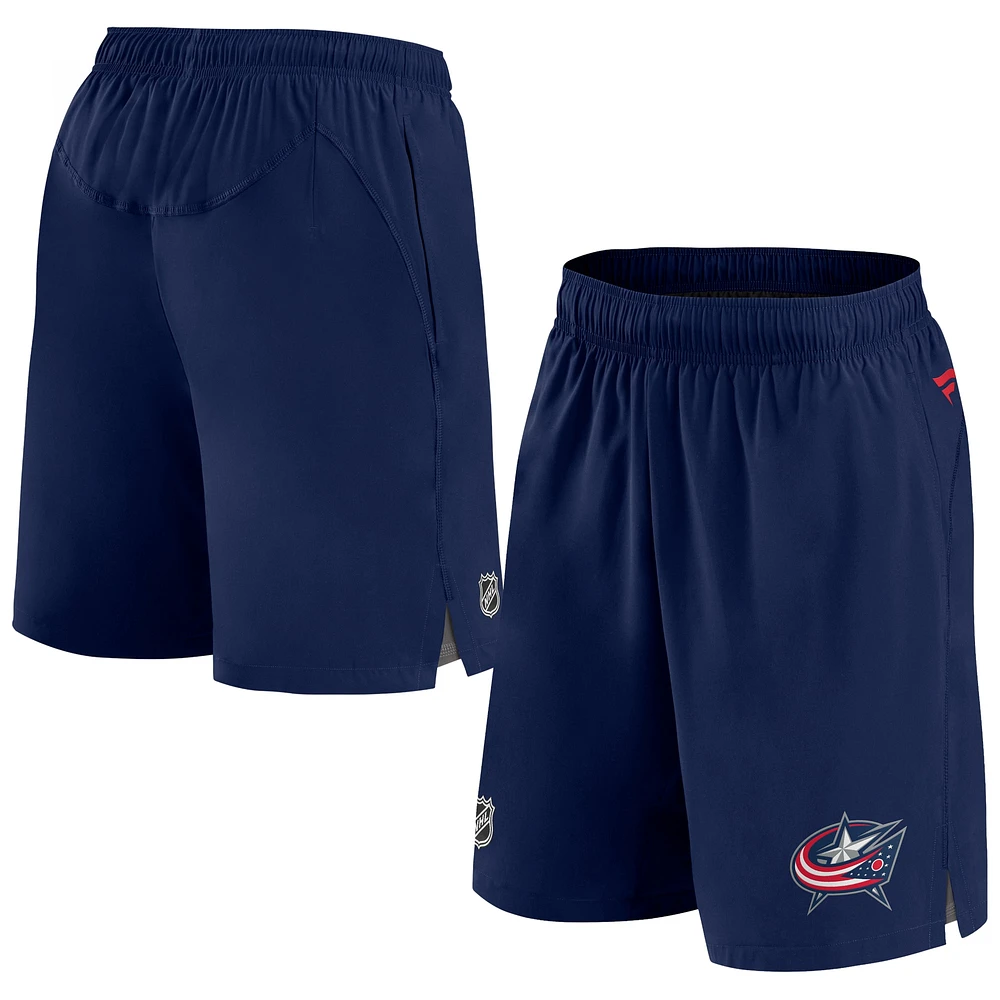 Short de patinoire authentique Pro Rink Fanatics Navy Columbus Blue Jackets pour hommes