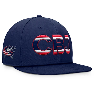 Casquette Snapback Pro Rink authentique des Blue Jackets de Columbus de la marine Fanatics pour hommes