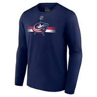 T-shirt à manches longues Authentic Pro Secondary pour homme Fanatics Navy Columbus Blue Jackets