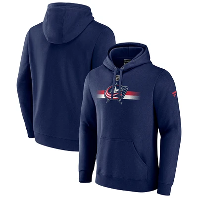 Men's Fanatics Navy Columbus Blue Jackets Authentic Pro Secondary Pullover Hoodie