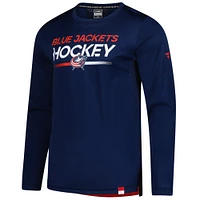 T-shirt à manches longues Authentic Pro Tech bleu marine Columbus Blue Jackets Fanatics pour homme