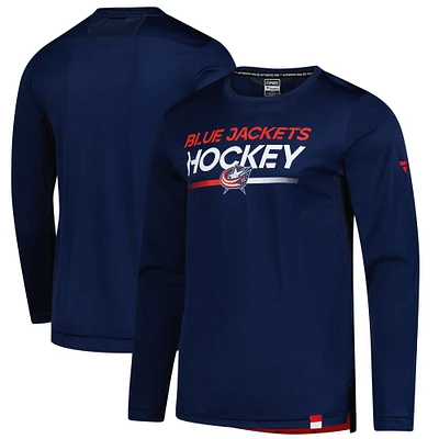 T-shirt à manches longues Authentic Pro Tech bleu marine Columbus Blue Jackets Fanatics pour homme