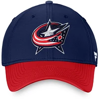 Casquette flexible avec logo principal Fanatics Navy Columbus Blue Jackets pour hommes