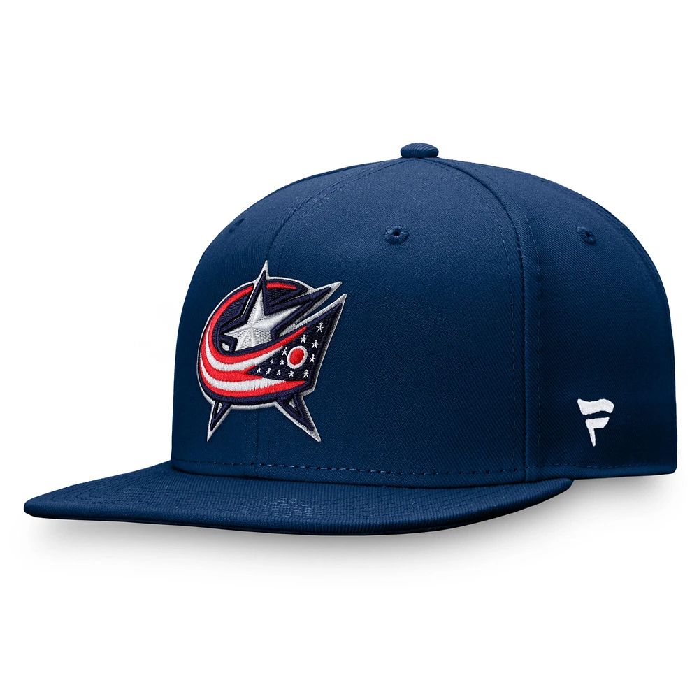 Casquette Snapback avec logo principal Core Fanatics Navy Columbus Blue Jackets pour homme