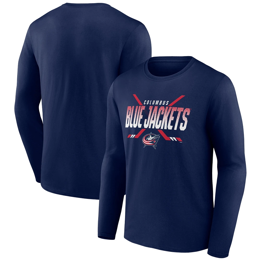 Men's Fanatics Navy Columbus Blue Jackets Covert Long Sleeve T-Shirt