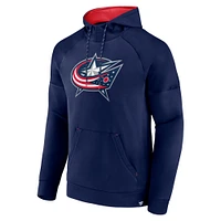 Men's Fanatics  Navy Columbus Blue Jackets Iconic Defender Raglan Pullover Hoodie