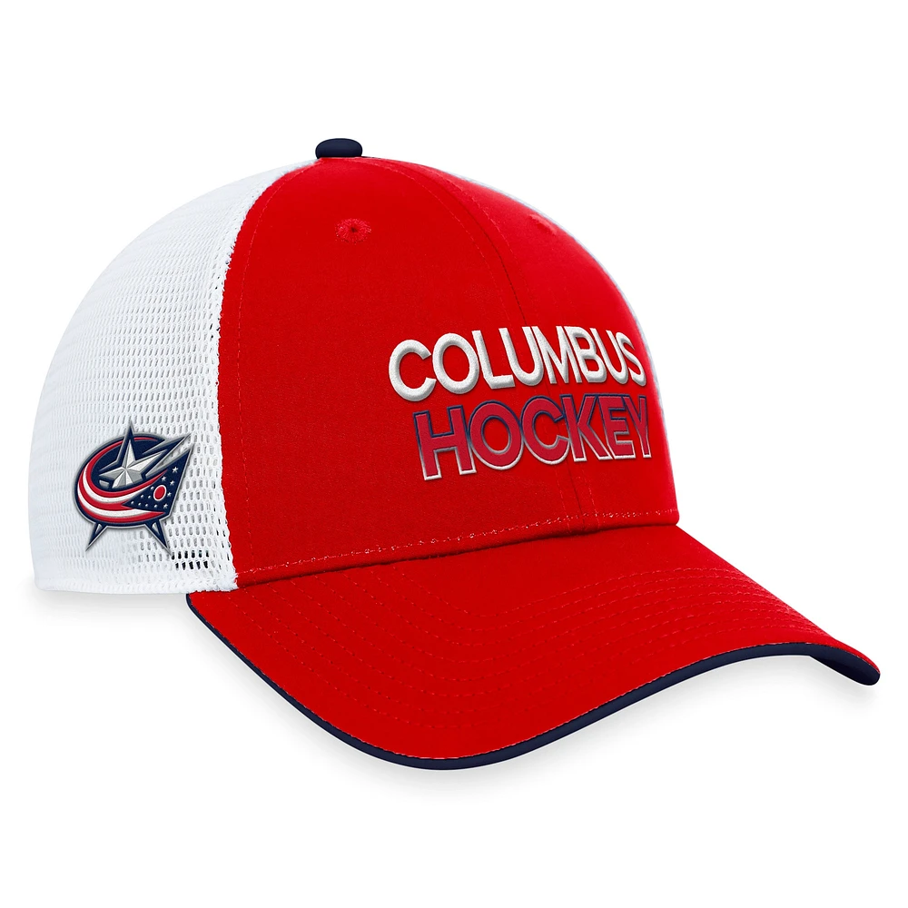 Men's Fanatics  Red Columbus Blue Jackets Authentic Pro Rink Trucker Adjustable Hat