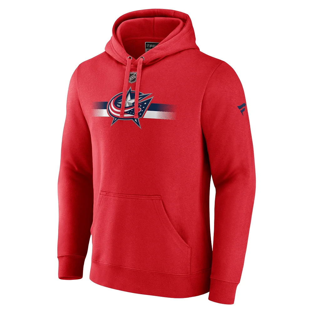 Men's Fanatics Red Columbus Blue Jackets Authentic Pro Secondary Pullover Hoodie