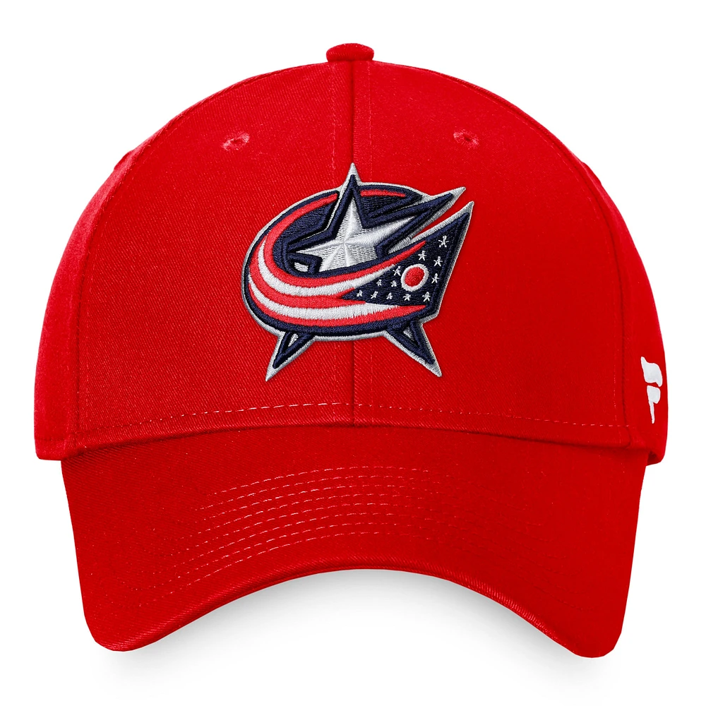 Casquette réglable Fanatics Red Columbus Blue Jackets Core pour hommes