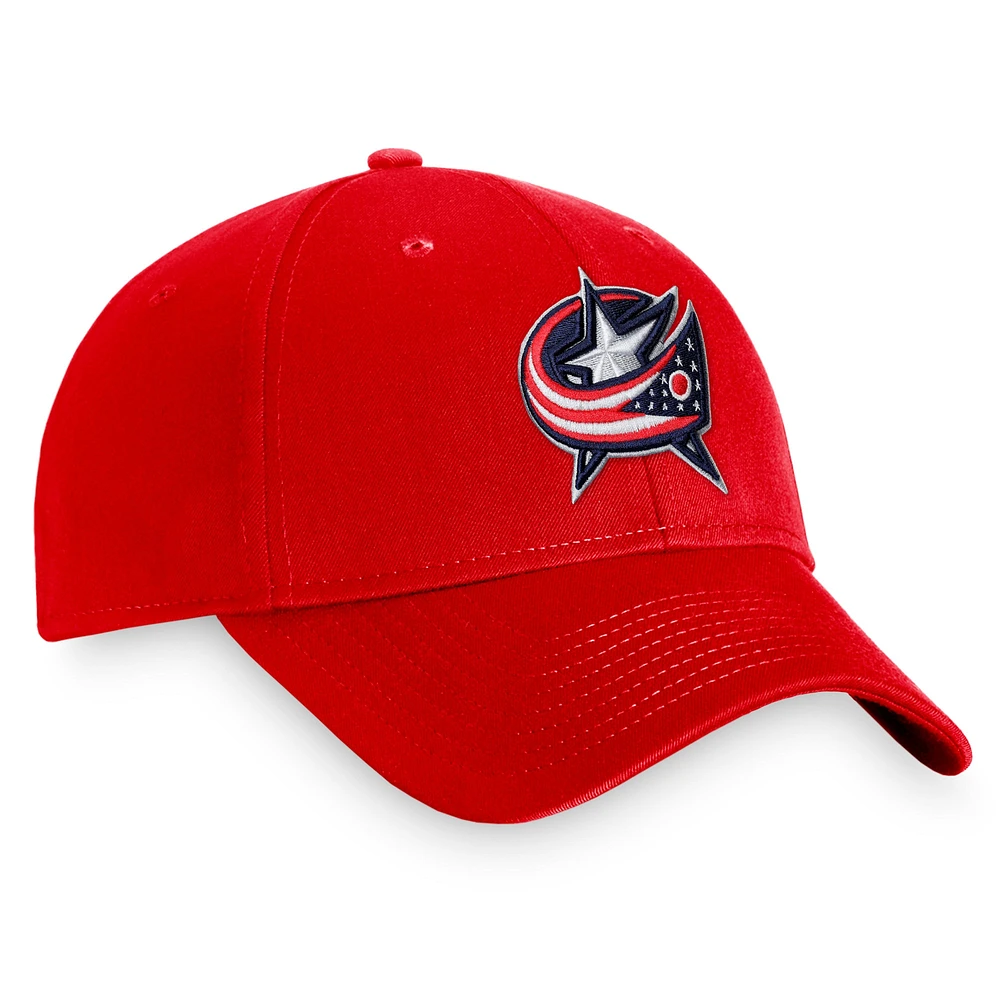 Casquette réglable Fanatics Red Columbus Blue Jackets Core pour hommes