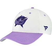 Men's Fanatics  White/Lavender Columbus Blue Jackets Authentic Pro Hockey Fights Cancer Adjustable Hat