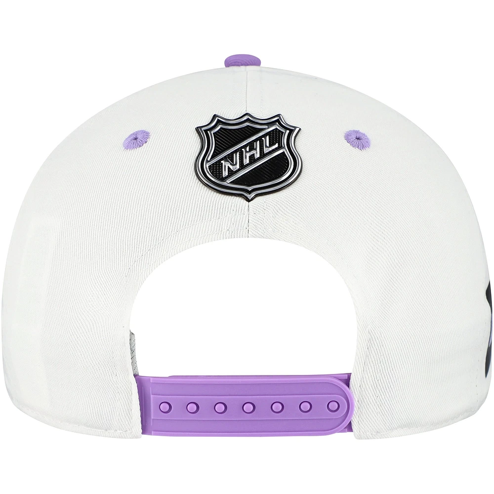 Men's Fanatics  White/Lavender Columbus Blue Jackets Authentic Pro Hockey Fights Cancer Adjustable Hat
