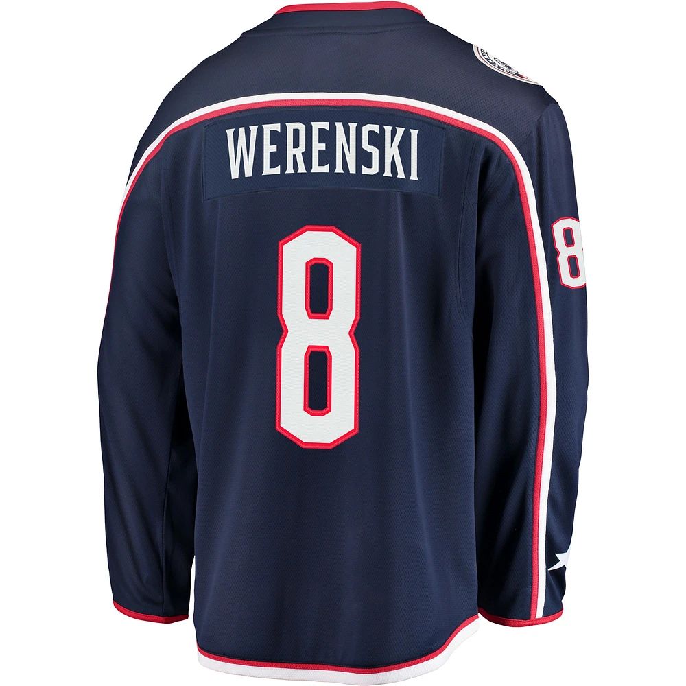 Maillot Breakaway Fanatics Zach Werenski bleu marine Columbus Blue Jackets pour hommes