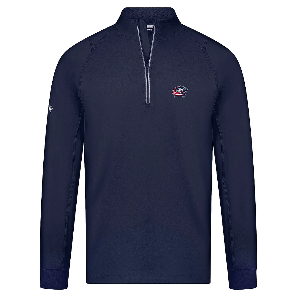 Pull-over zippé quart de tour Theory Insignia Core Raglan bleu marine Columbus Blue Jackets pour homme Levelwear