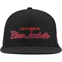 Men's Mitchell & Ness Black Columbus Blue Jackets Core Team Script 2.0 Snapback Hat