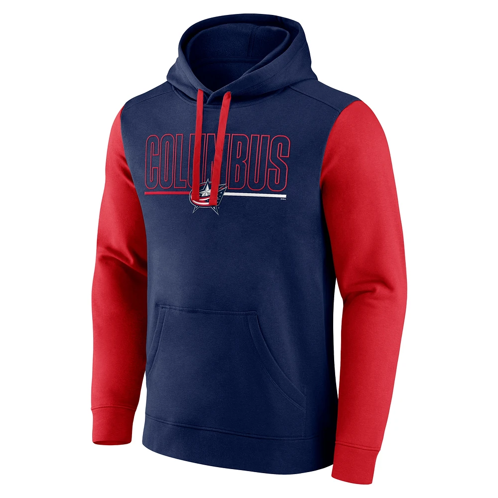 Men's Navy Columbus Blue Jackets Deliver Fleece Pullover Hoodie