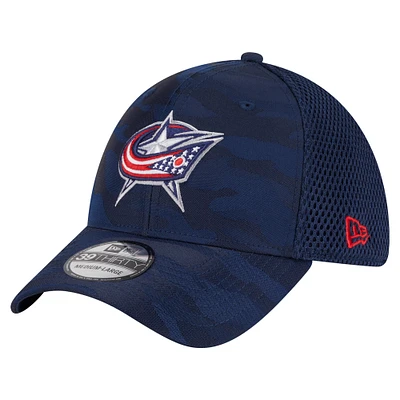 Casquette 39THIRTY Flex pour homme New Era bleu marine Columbus Blue Jackets Active Subtle Camo