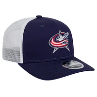 Casquette extensible à boutons-pression Core Trucker 9SEVENTY bleu marine Columbus Blue Jackets New Era pour homme