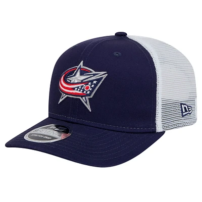 Men's New Era Navy Columbus Blue Jackets Core Trucker 9SEVENTY Stretch-Snap Hat