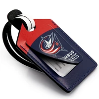 Navy Columbus Blue Jackets Personalized Leather Luggage Tag