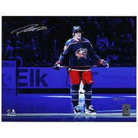 Patrik Laine Columbus Blue Jackets Autographed 11" x 14" Navy Jersey Pregame Photograph - Limited Edition of 29