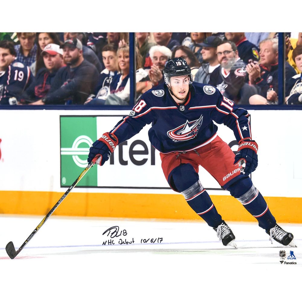 Pierre-Luc "PL" Dubois Columbus Blue Jackets Autographed 16" x 20" NHL Debut Photograph with NHL Debut 10/6/17 Inscription