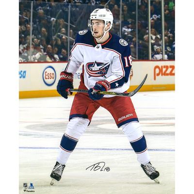 Pierre-Luc "PL" Dubois Columbus Blue Jackets Autographed 16" x 20" White Jersey Skating Photograph