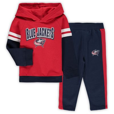 Toddler Red/Navy Columbus Blue Jackets Miracle On Ice Raglan Pullover Hoodie & Pants Set