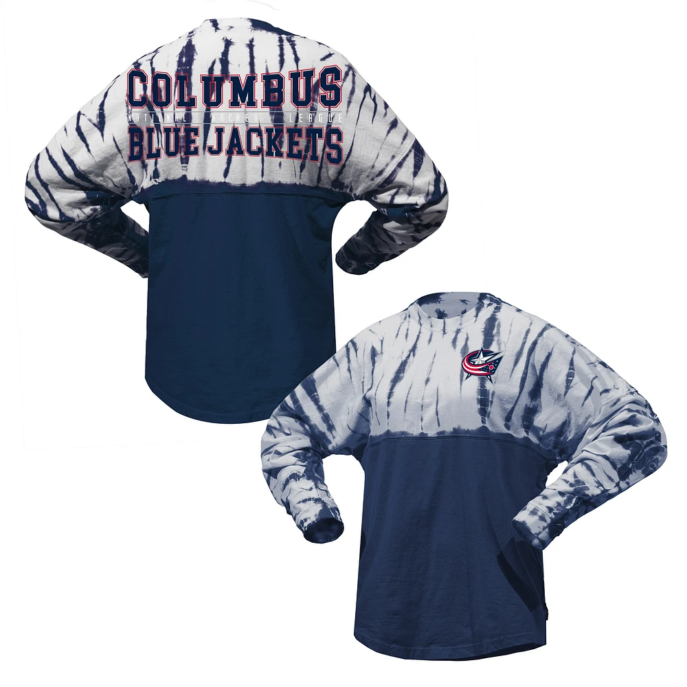 Unisex Spirit Jersey Navy Columbus Blue Jackets Crystal Half Dye Long Sleeve T-Shirt