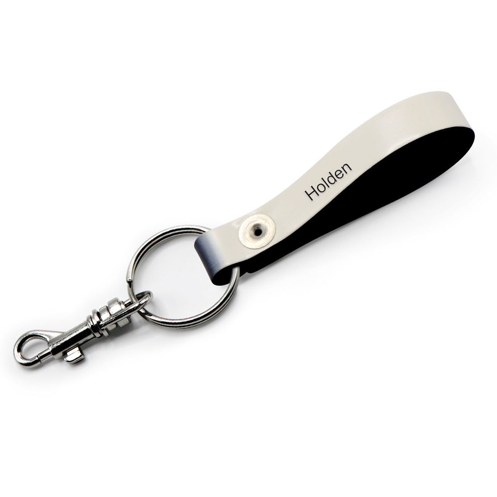 White Columbus Blue Jackets Personalized Leather Loop Keychain