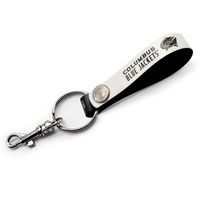 White Columbus Blue Jackets Personalized Leather Loop Keychain