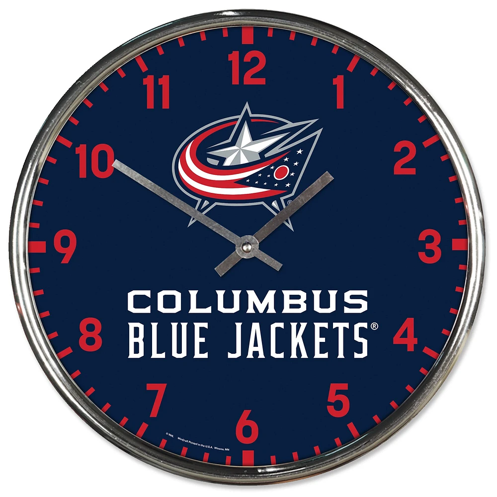 WinCraft Columbus Blue Jackets Horloge murale chromée