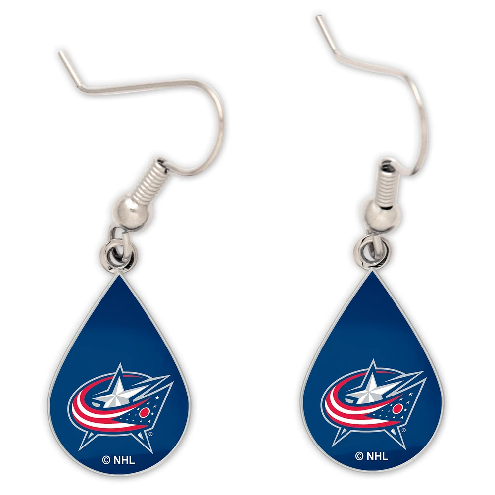 WinCraft Columbus Blue Jackets Tear Drop Dangle Earrings