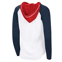 Women's G-III 4Her by Carl Banks  White Columbus Blue Jackets VIP Raglan Long Sleeve Hoodie T-Shirt