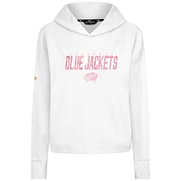 Sweat à capuche court trois mélanges floraux pour femme Levelwear White Columbus Blue Jackets Mother's Day