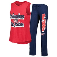 Concepts Sport Heather Red/Heather Navy Columbus Blue Vestes Meter Muscle Débardeur et pantalon Sleep Set