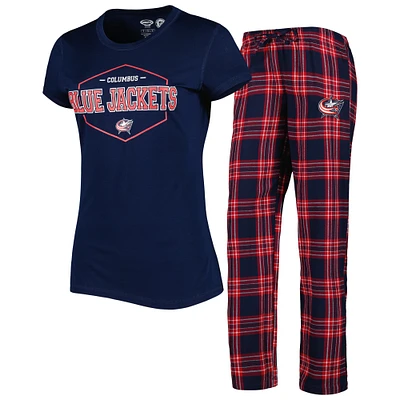 Concepts Sport - T-shirt et pantalon à écusson Columbus Blue Jackets bleu marine/rouge pour femme