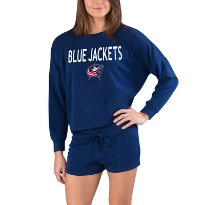 Columbus Blue Jackets Concepts Sport Women's Gather Long Sleeve Top & Shorts Set - Navy