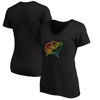 Columbus Blue Jackets Fanatics Branded Women's Team Pride Logo V-Neck T-Shirt - Black