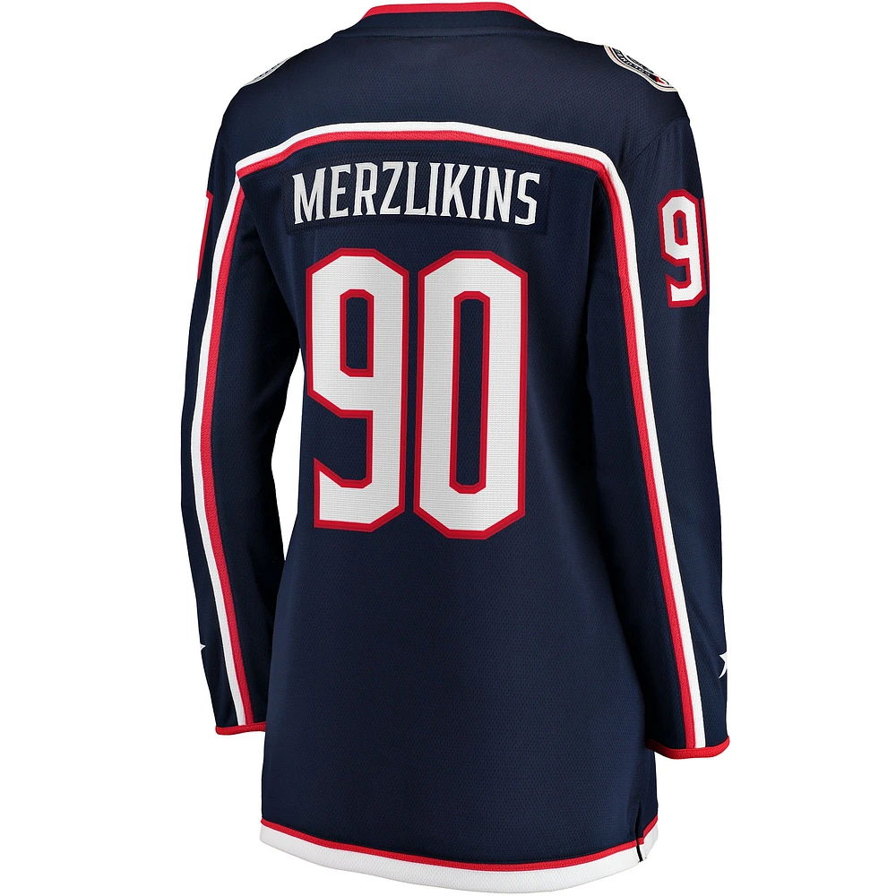 Women's Fanatics Elvis Merzlikins Navy Columbus Blue Jackets Home Breakaway Jersey